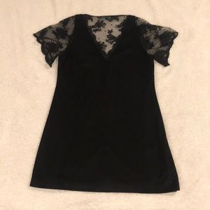 ZARA black lace & suede t-shirt dress - size L